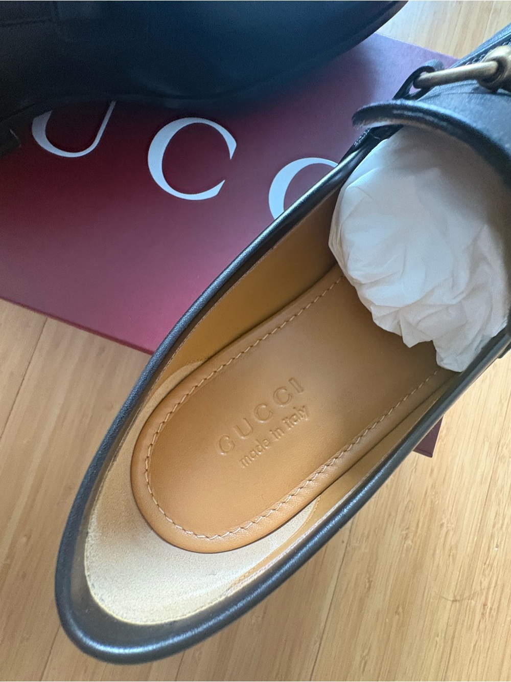 ✨ BNIB Authentic Gucci Men's Jordaan Black Leather Loafers 9+ US 10.5 ✨ - Picture 5 of 9